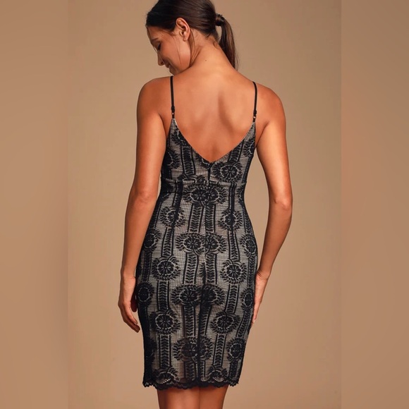 Lulus Avianna Black and Nude Lace Bodycon - Picture 3 of 5